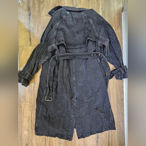 ZARA COLLECTION DENIM TRENCH, grey, size US M - Picture 6 of 9
